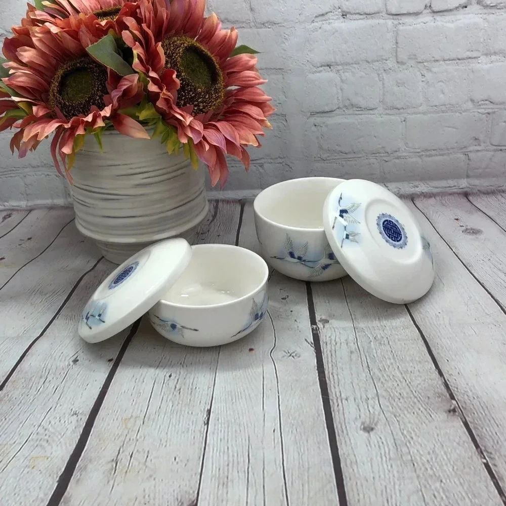 vintage Haengnamsa snow bone china cottagecore blue white